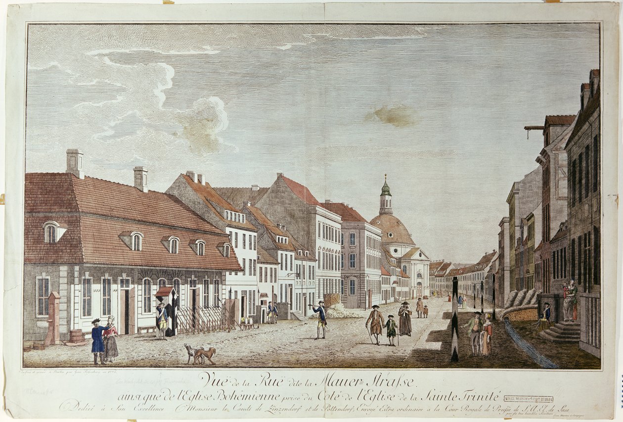 Ansicht der Mauerstraße, Berlin, 1776 von Johann Georg Rosenberg