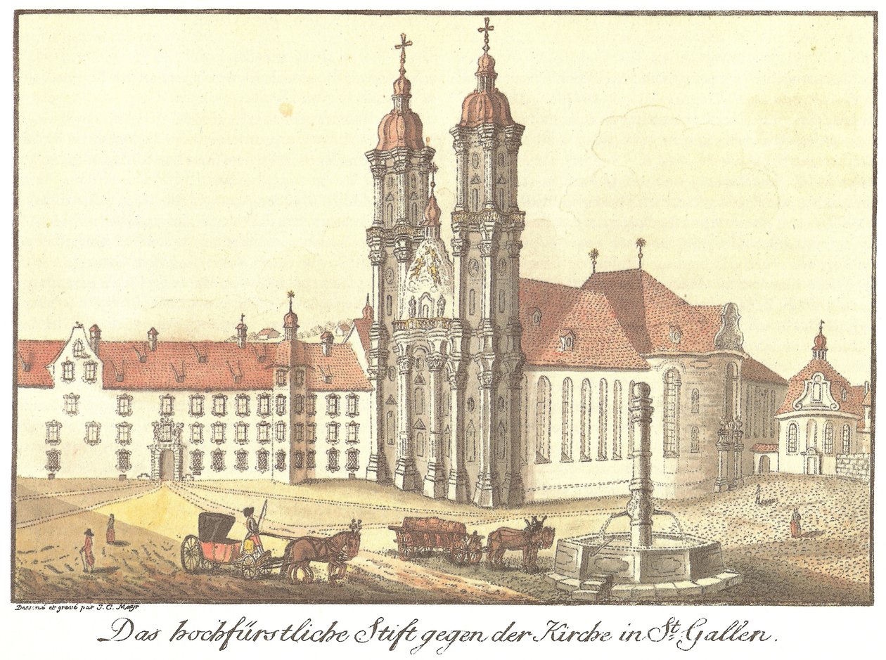 Das hochfürstliche Stift gegen die Kirche in St. Gallen von Johann Konrad Mayr