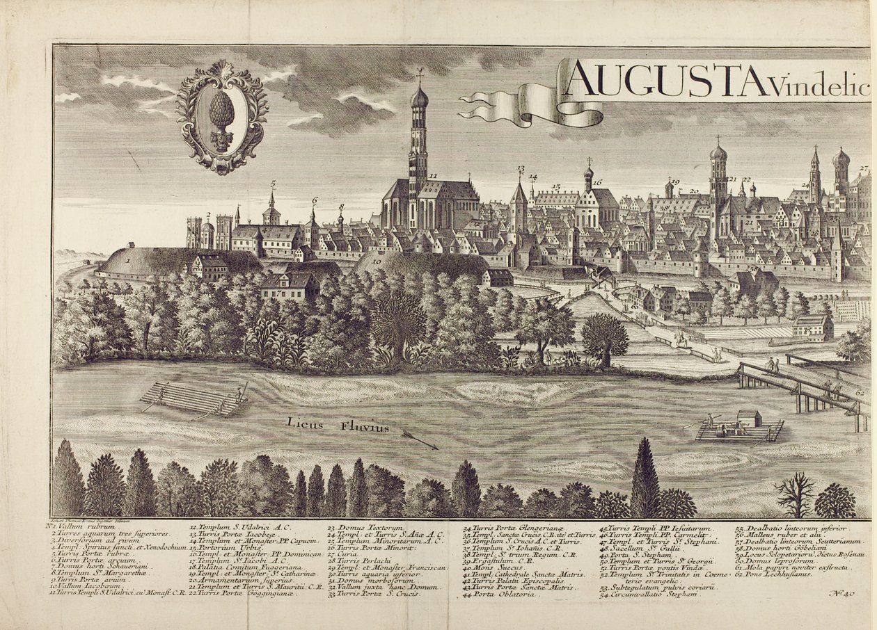 Panoramablick auf Augsburg von Johann Thomas Kraus