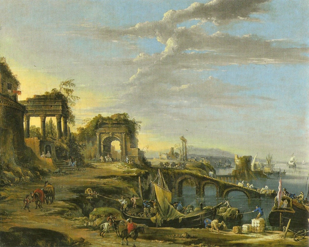 Küstenlandschaft mit antiken Ruinen von Johann Anton Eismann