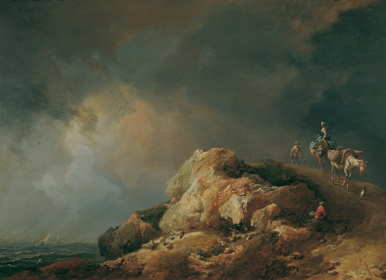 Küstenlandschaft mit Saumtieren von Johann Christian Brand