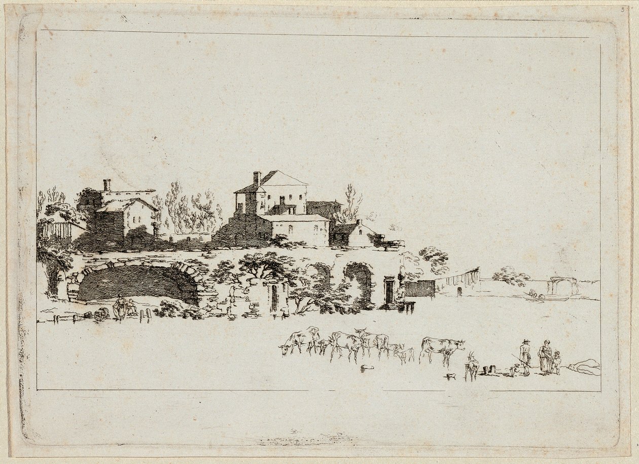Landschaft mit Hütten von Johann Christian Brand
