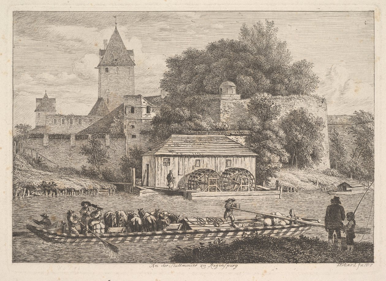 Die Stadtmauer von Regensburg, 1817 von Johann Christian Erhard