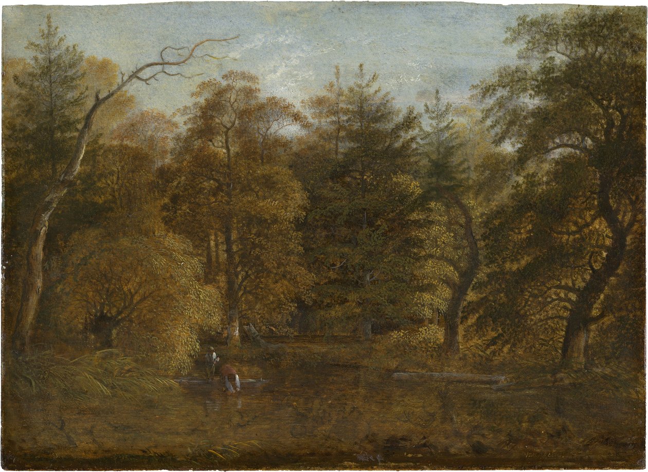 Waldlandschaft mit einem Teich von Johann Christian Klengel