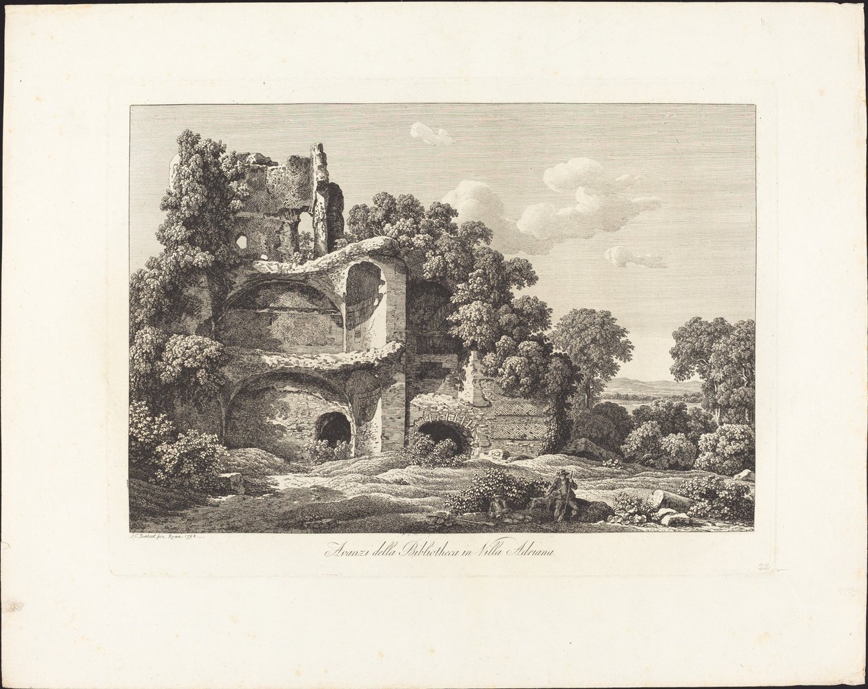 Überreste der Bibliothek in der Villa Adriana von Johann Christian Reinhart