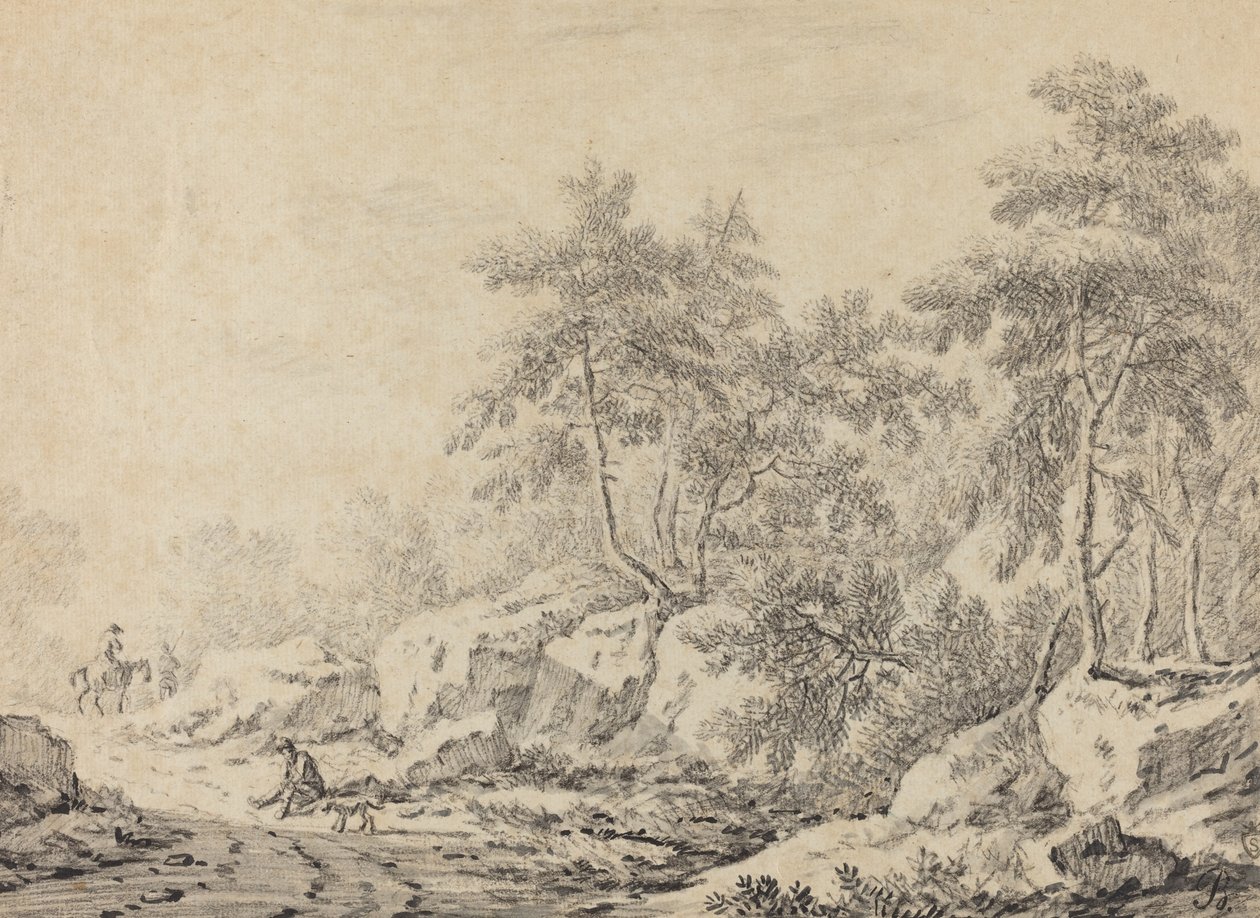 Reisende in einem felsigen Wald von Johann Christoph Dietzsch