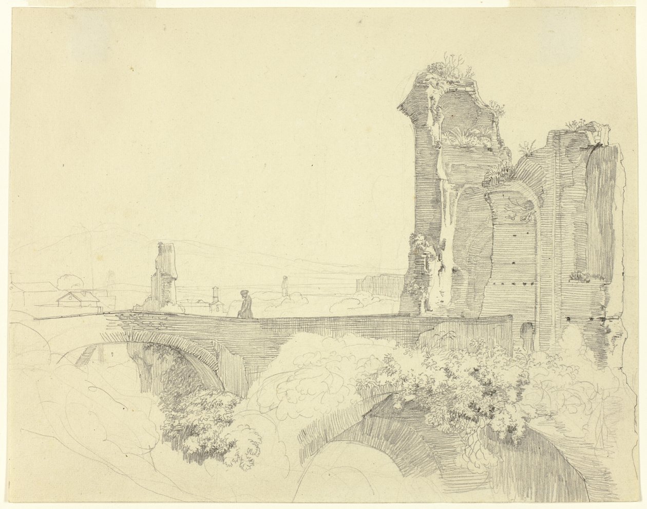 Brücke und Ruinenturm von Johann Christoph Erhard