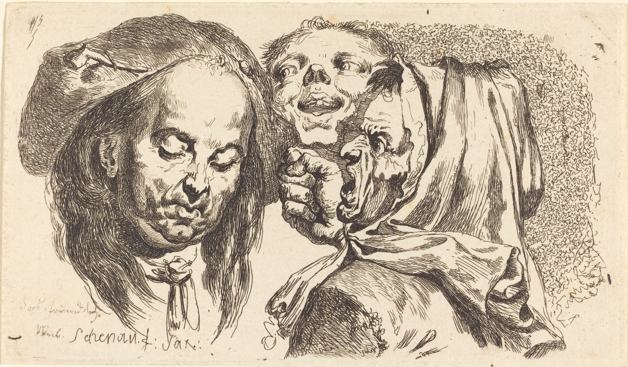 Alte Frau schimpft mit einem Mann von Johann Eleazar Schenau