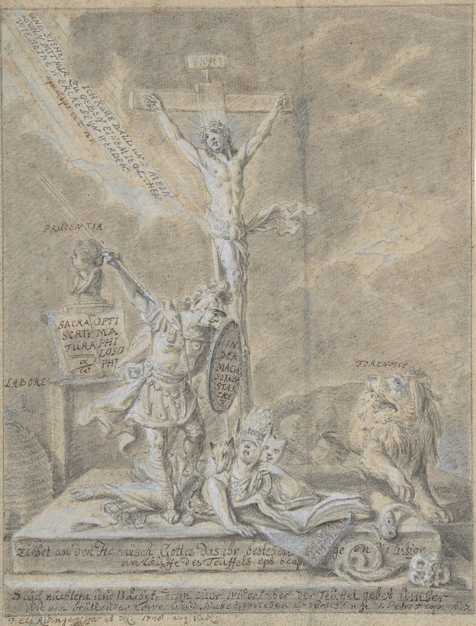 Allegorie der christlichen Tugenden, 1746 von Johann Elias Ridinger