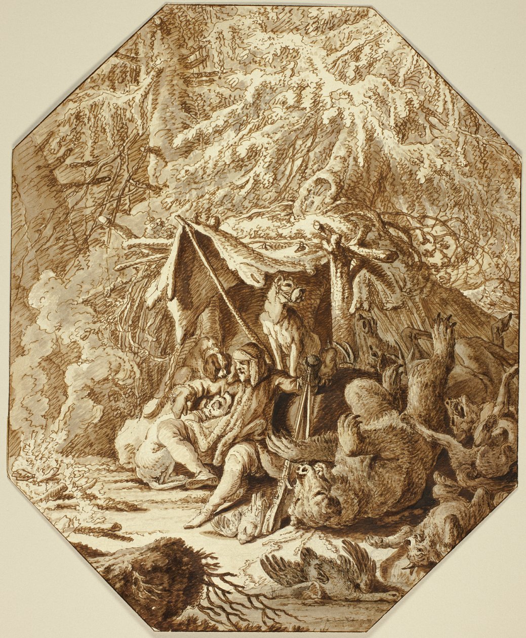 Der kühne Jäger, der im Winter ausharrt von Johann Elias Ridinger