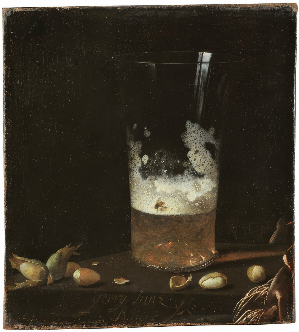 Stilleben mit Bierglas und Nüssen von Johann Georg Hainz