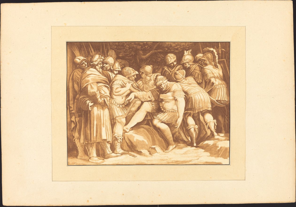 Sterbender Epaminondas von Johann Gottlieb Prestel after Polidoro da Caravaggio