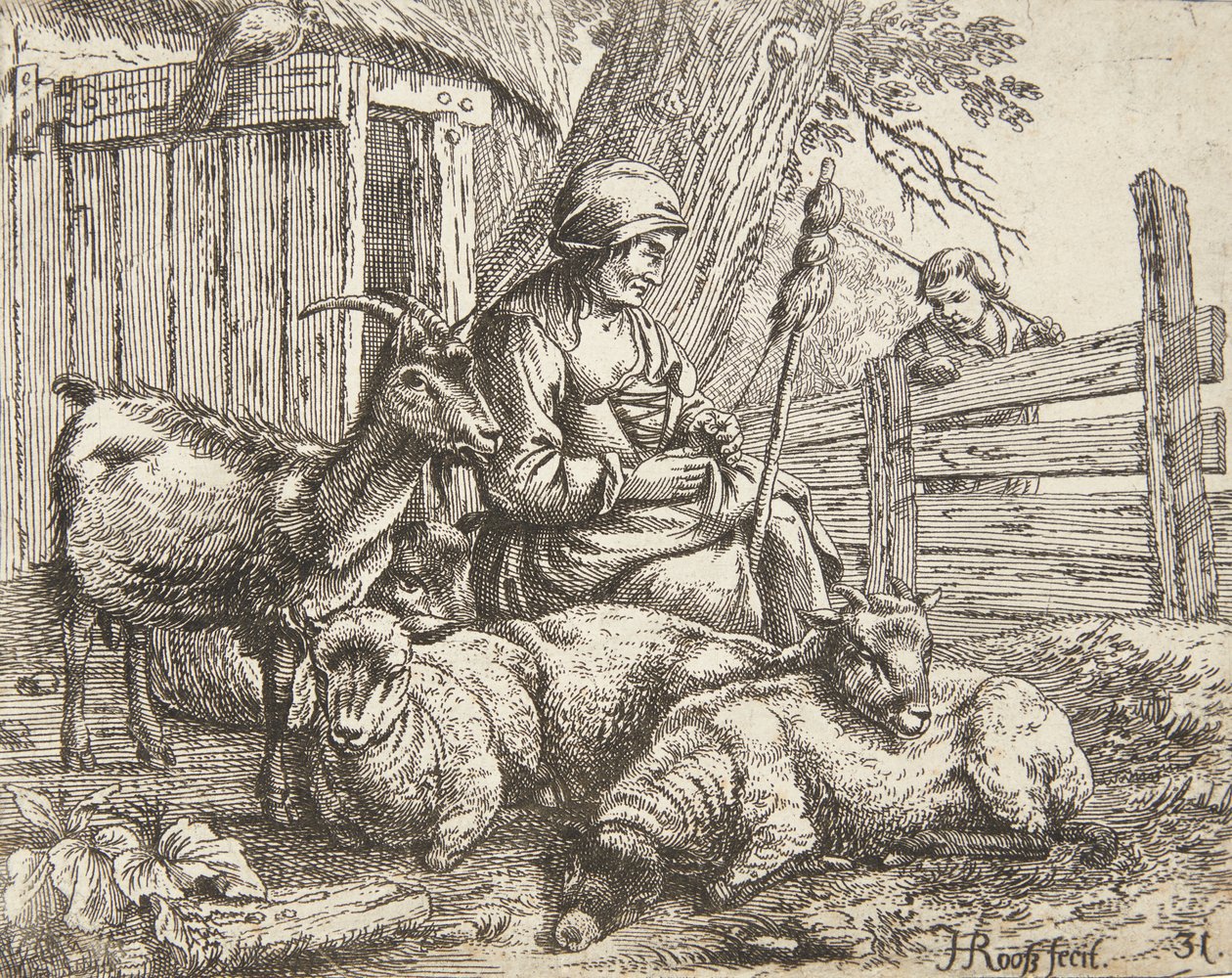 Eine Spinnerin von Johann Heinrich Roos
