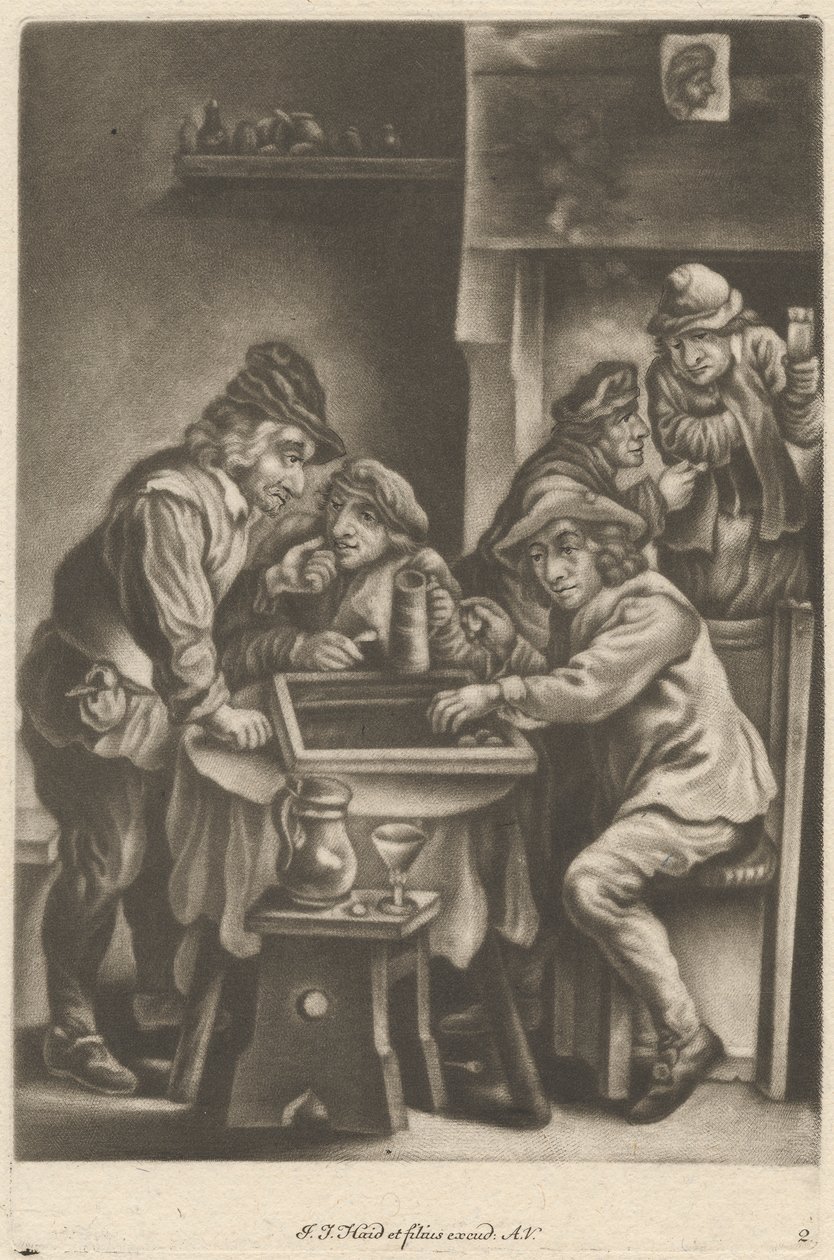 Männer spielen Backgammon von Johann Jacobus Haid