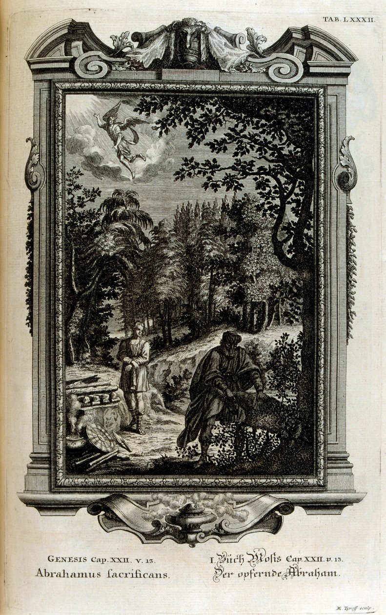 Abraham bereitet sich darauf vor, Isaak zu opfern von Johann Jakob Scheuchzer