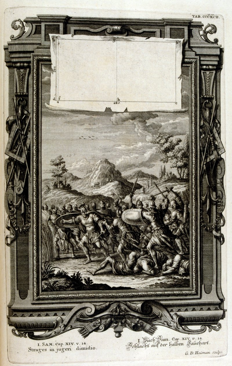 Hebräer im Kampf; (Buch Samuel) von Johann Jakob Scheuchzer