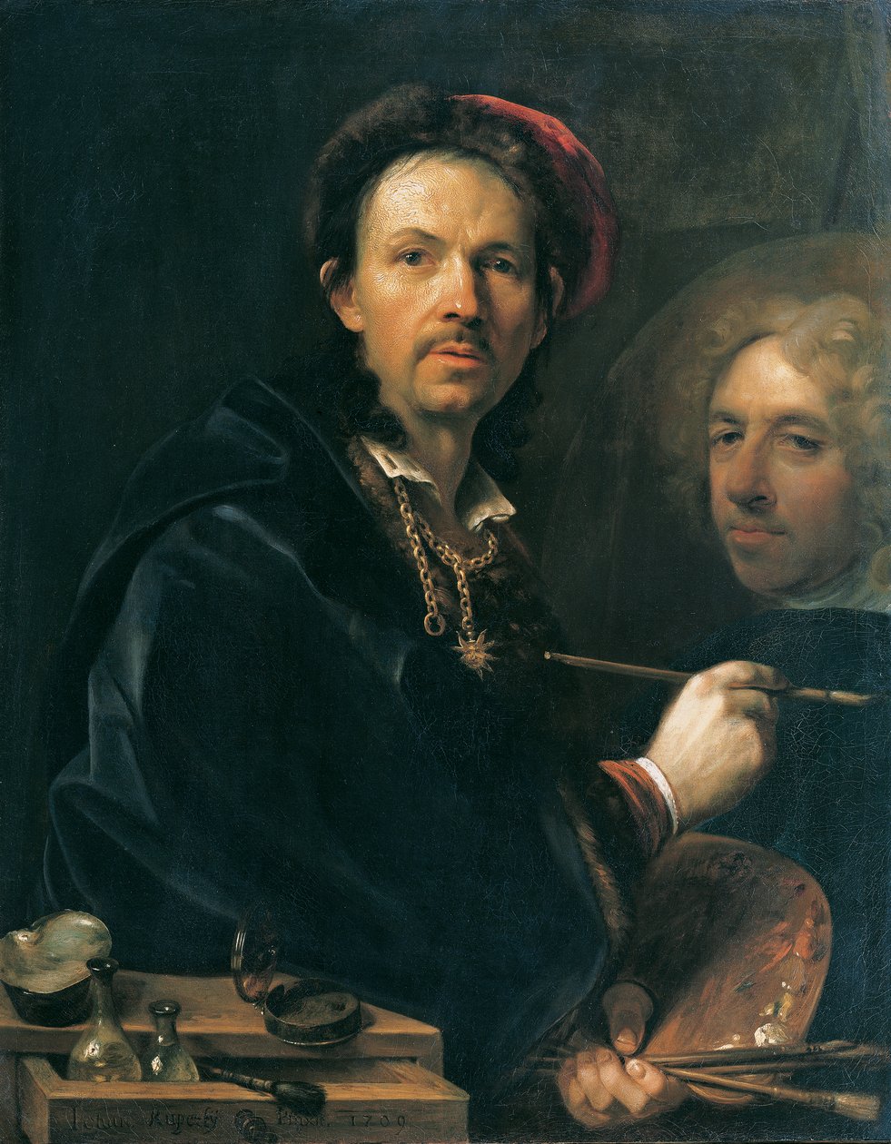 Selbstbildnis an der Staffelei von Johann Kupetzky