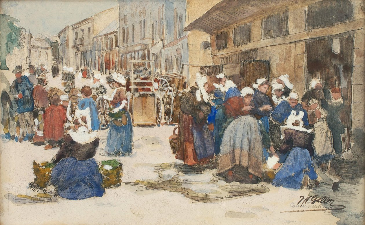 Markt in Concarneau von Johann Nepomuk Geller