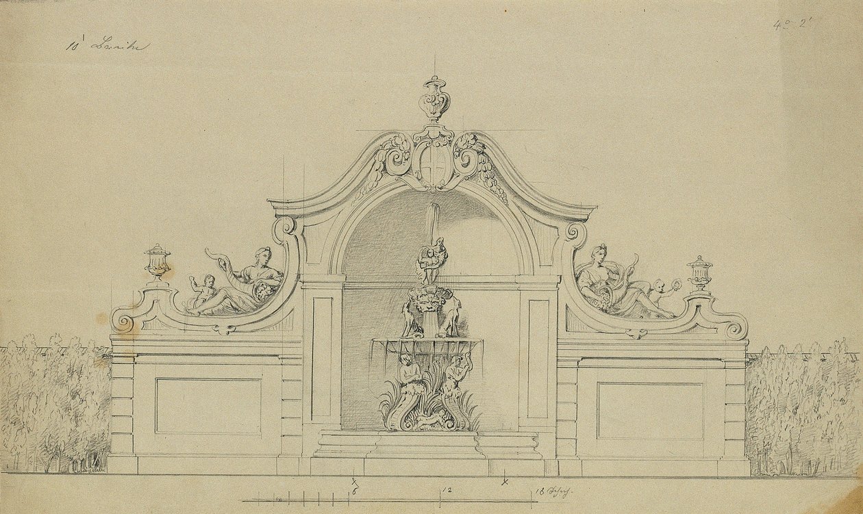 Brunnenanlage im Pfirsichgarten des Oberen Belvederes von Johann Peter Krafft