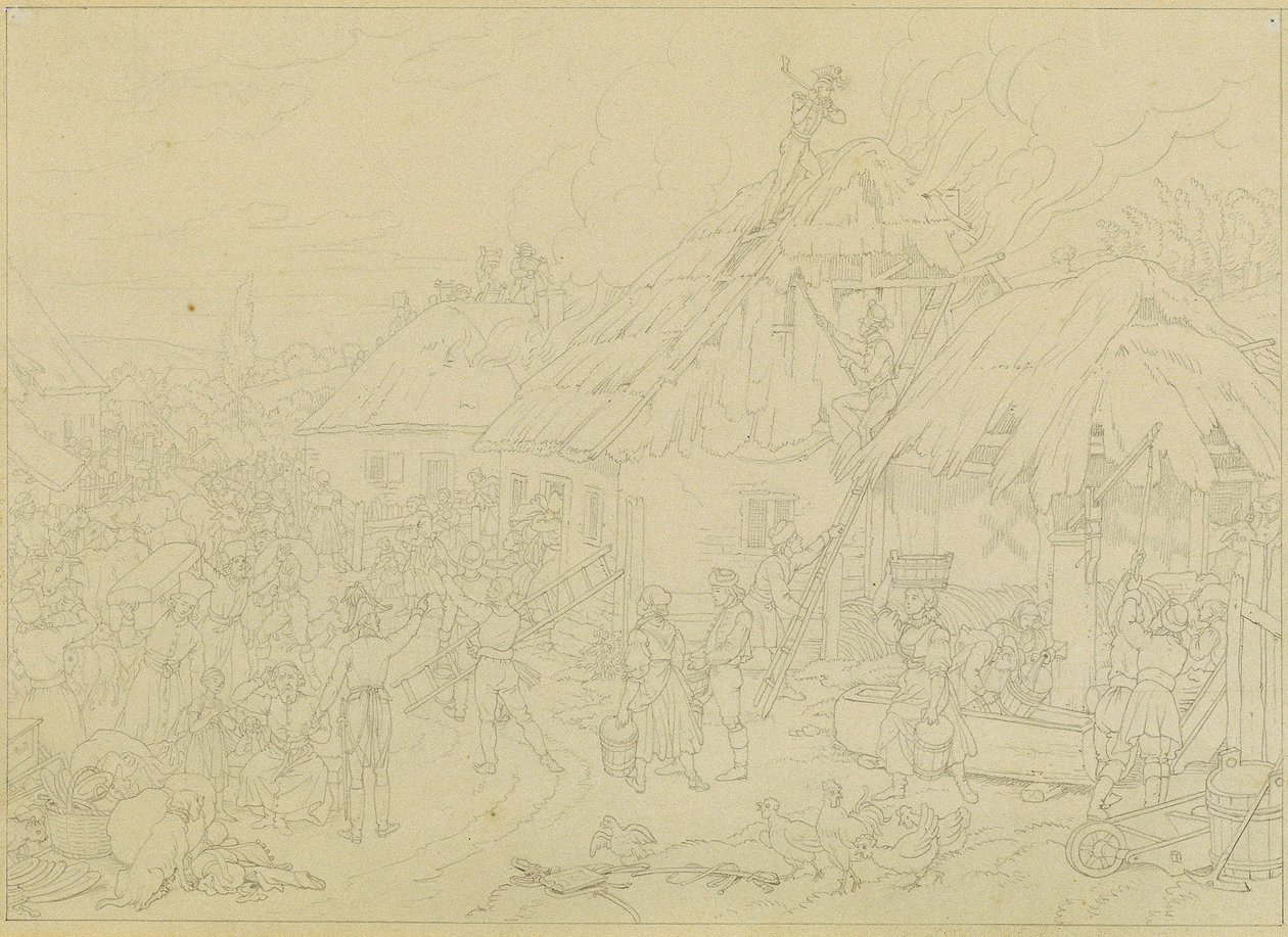 Feuer im Dorf von Johann Peter Krafft