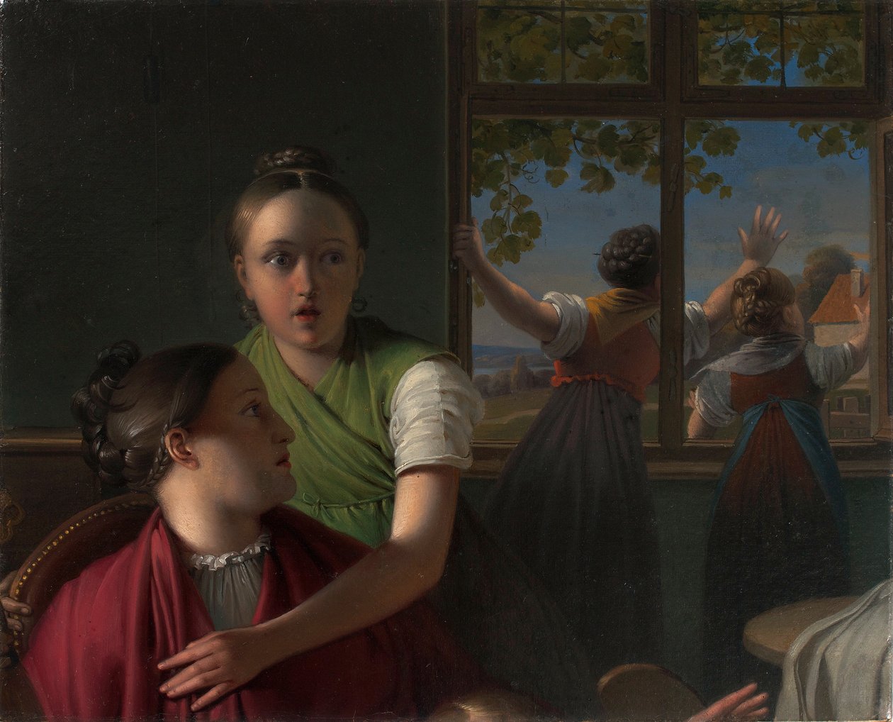 Vier Mädchen in einem Zimmer von Johann Peter Krafft