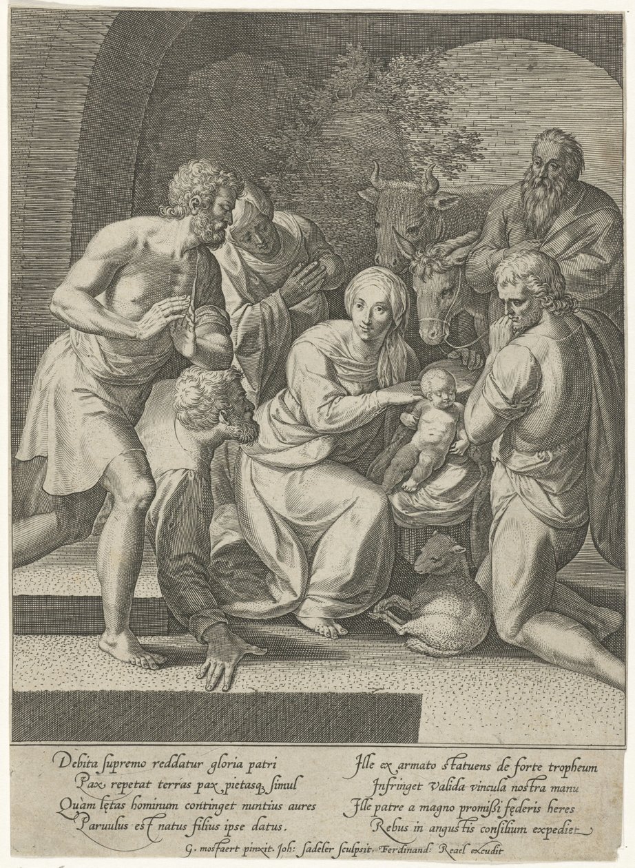 Anbetung der Hirten in einer Nische von Johann Sadeler (I)