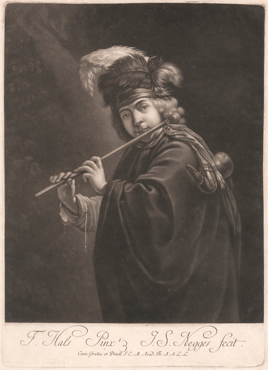 Junge spielt Flöte von Johann Simon Negges