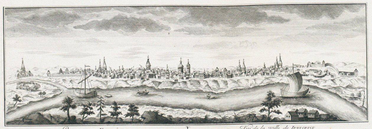Ansicht von Jenisseisk, ca. 1735 von Johann Wilhelm Lürsenius