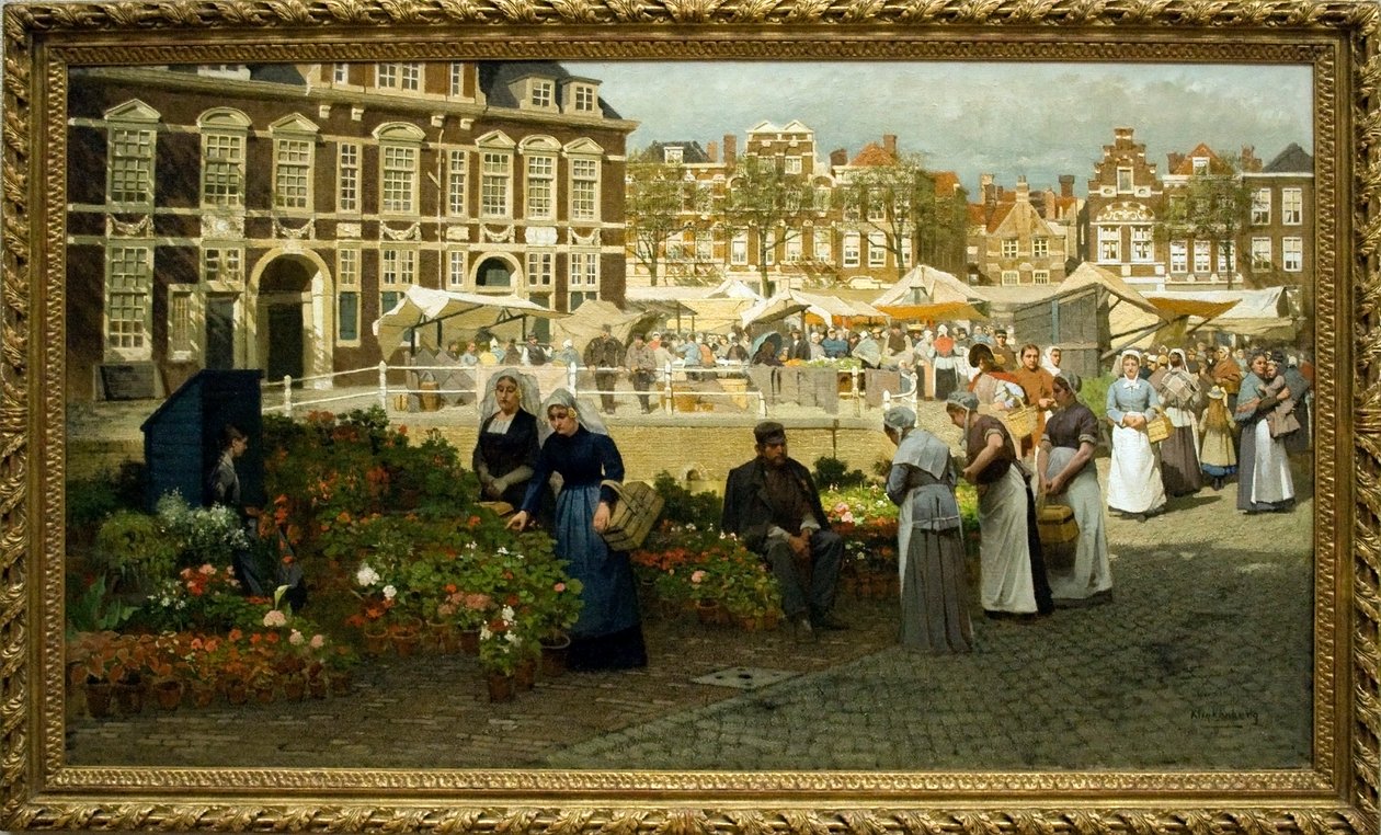 Blumenmarkt auf dem Grote Markt in Den Haag von Johannes Karel Christian Klinkenberg