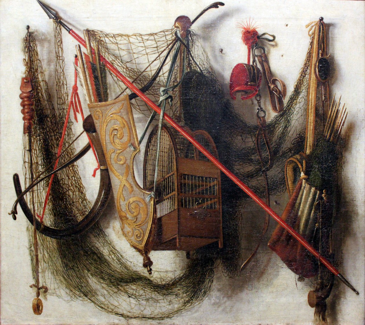 Stillleben mit Jagdwaffen und Geräten von Johannes Leemans