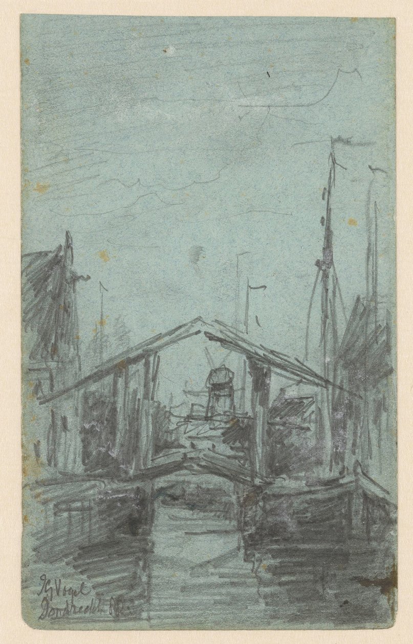 Ansicht von Dordrecht mit Zugbrücke von Johannes Gijsbert Vogel