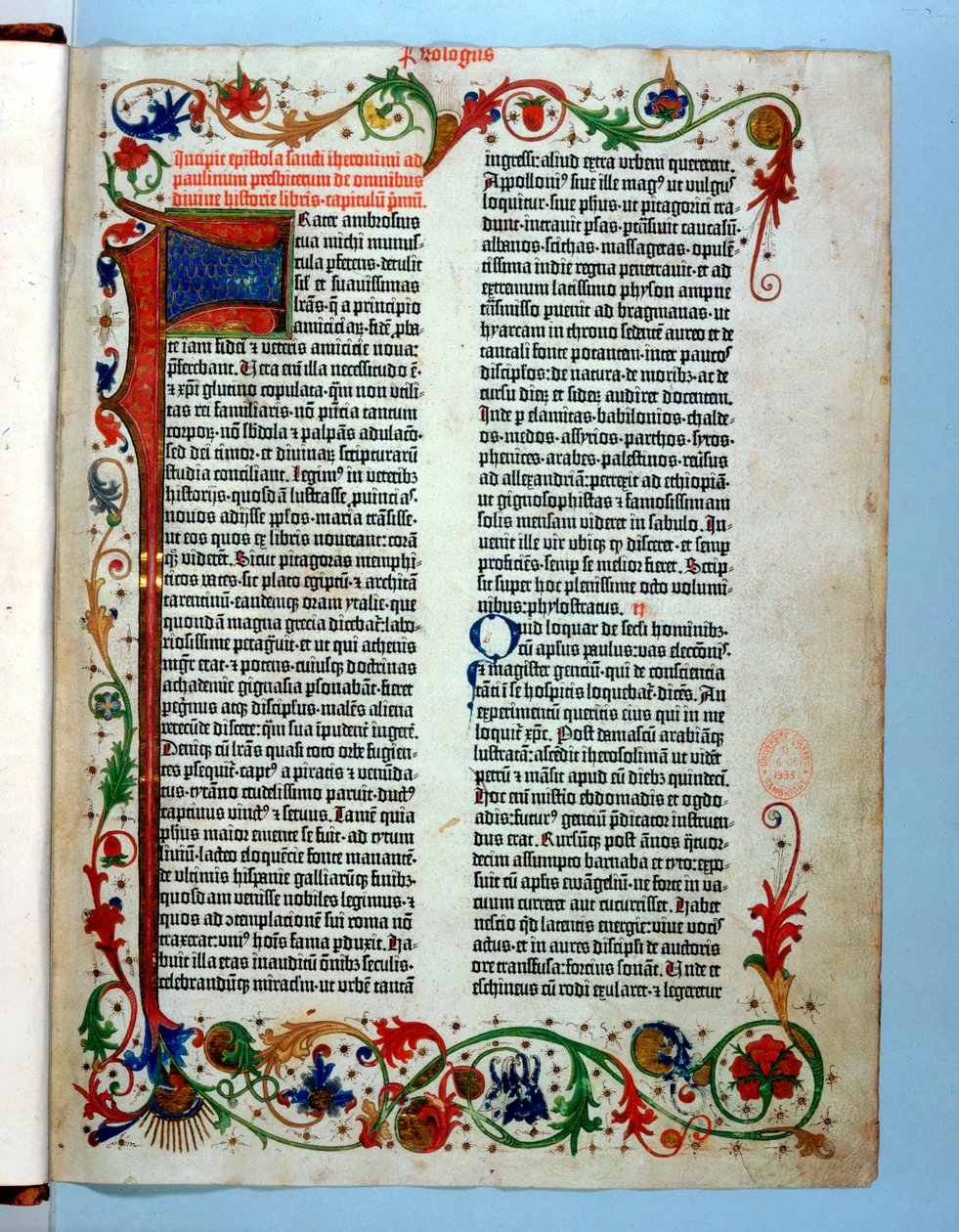 Seite aus einer Gutenberg-Bibel von Johannes Gutenberg