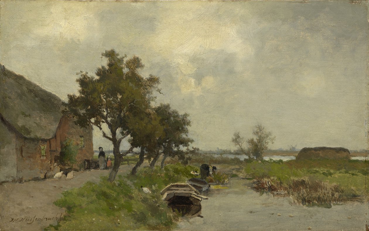 Wäsche waschen, ca. 1850-80 von Johannes Hendrik Weissenbruch