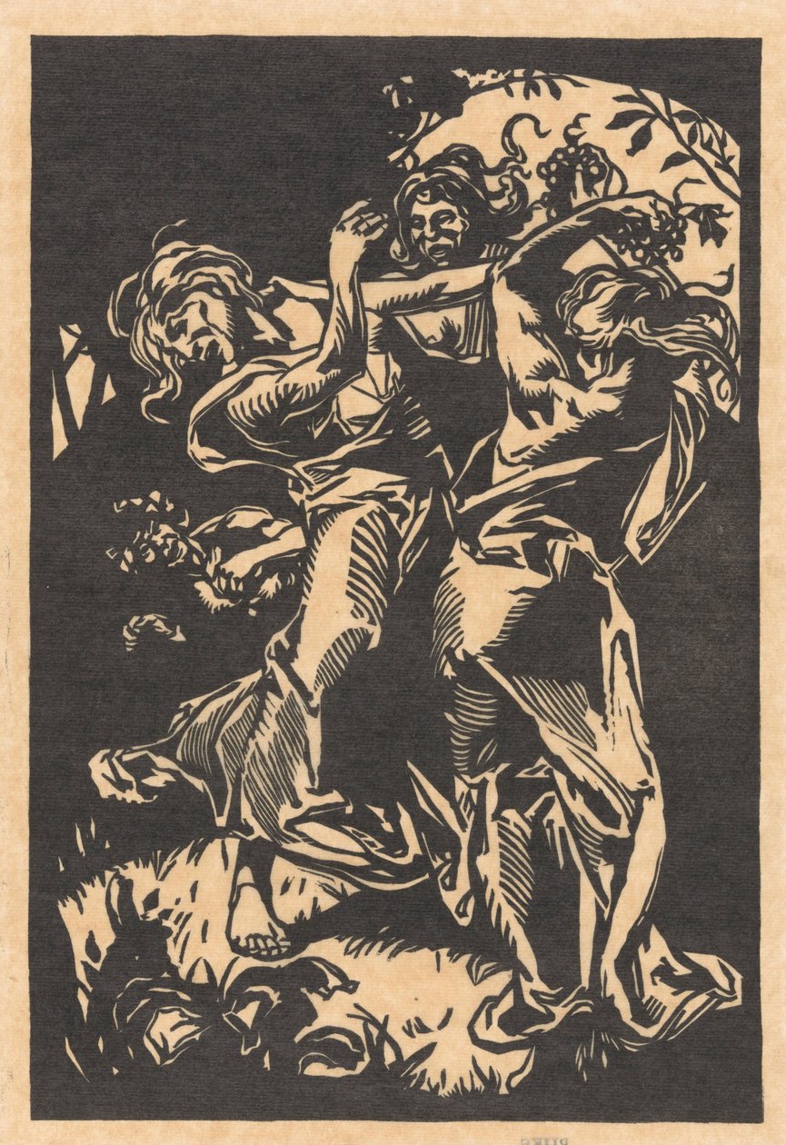 Tanzende Frauen mit Trauben und Satyr von Johannes Josephus Aarts