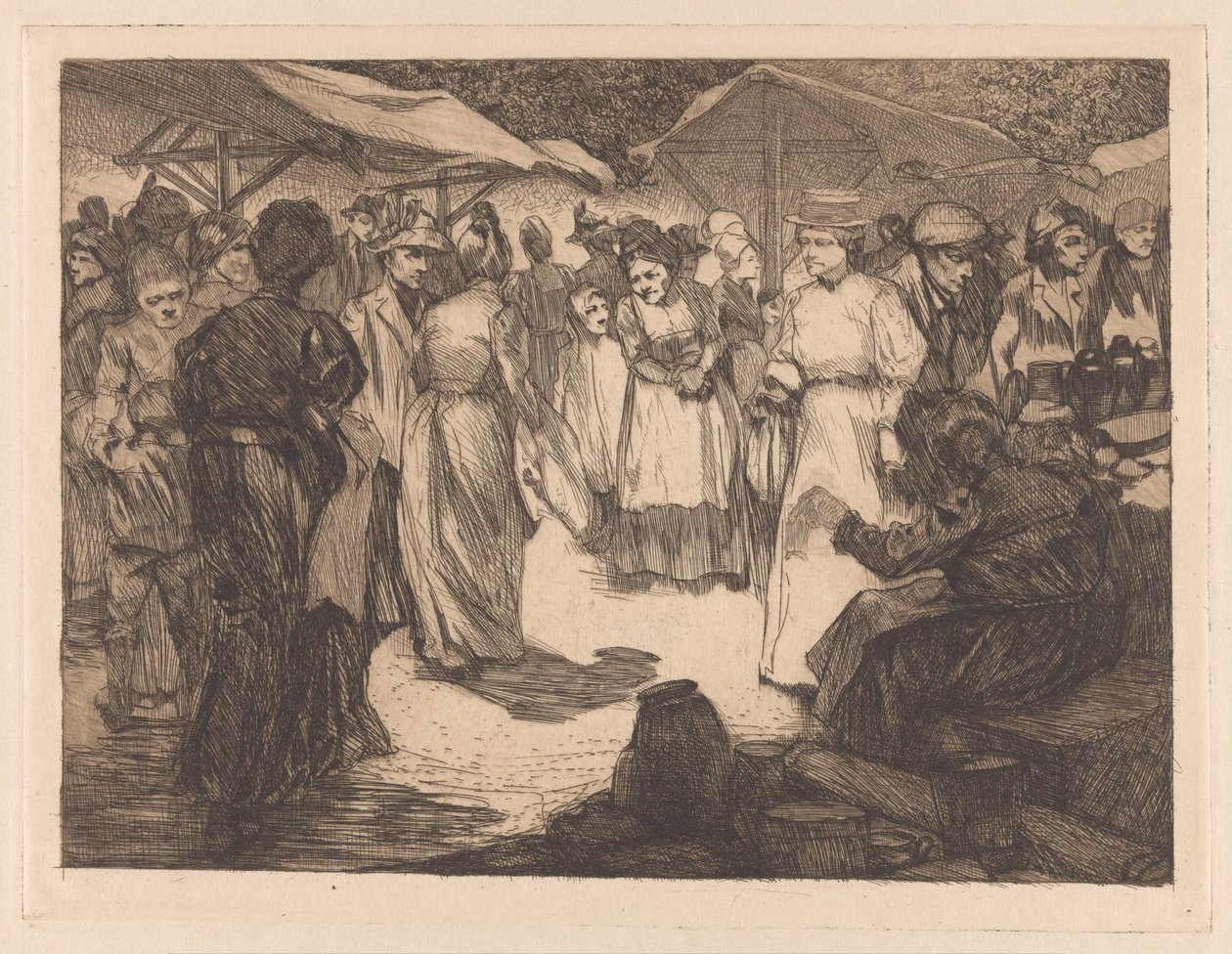 Marktszene mit Männern und Frauen von Johannes Josephus Aarts