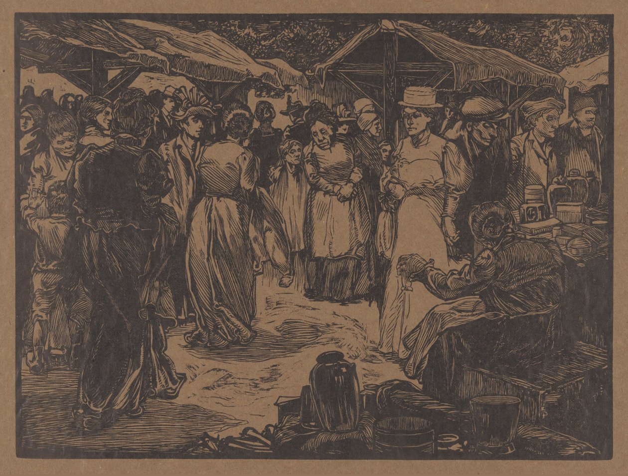 Marktszene mit Männern und Frauen von Johannes Josephus Aarts