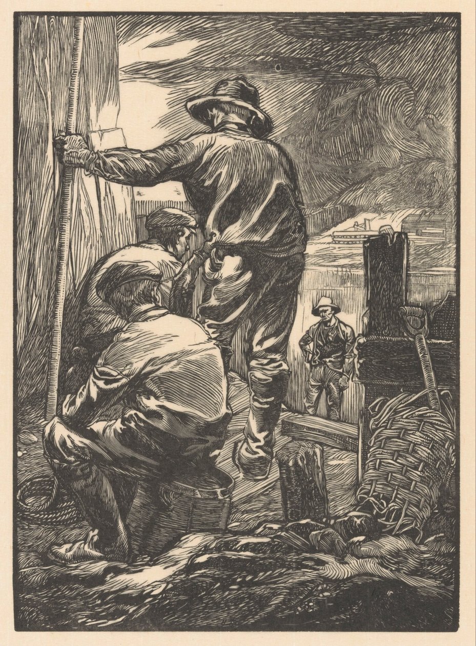 Vier Arbeiter am Wasser von Johannes Josephus Aarts