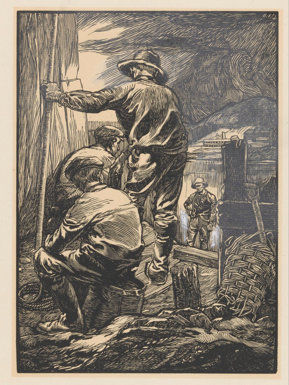 Vier Arbeiter am Wasser von Johannes Josephus Aarts