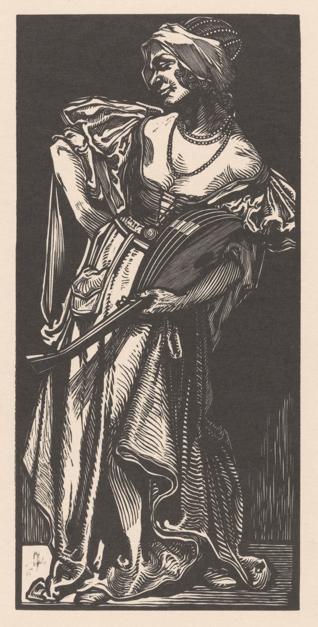 Frau mit Laute von Johannes Josephus Aarts