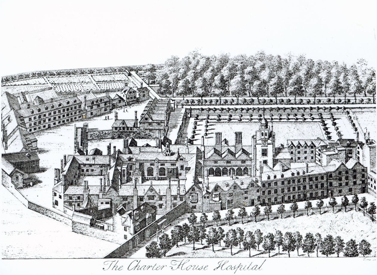 Das Charterhouse Hospital, um 1720 von Johannes Kip