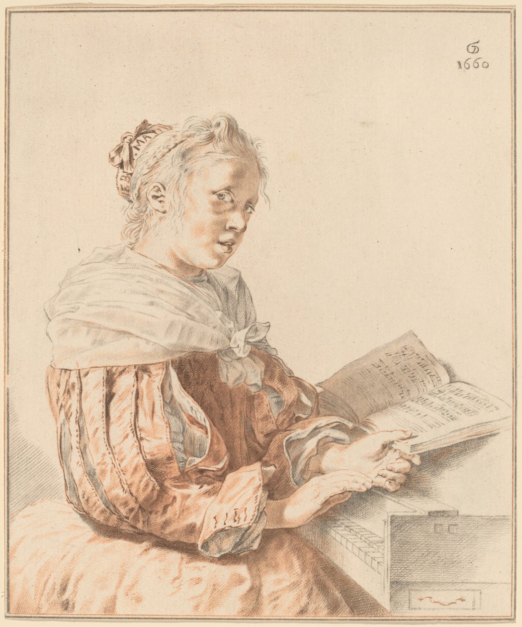 Junges Mädchen am Klavier, 1767 von Johannes Kornlein