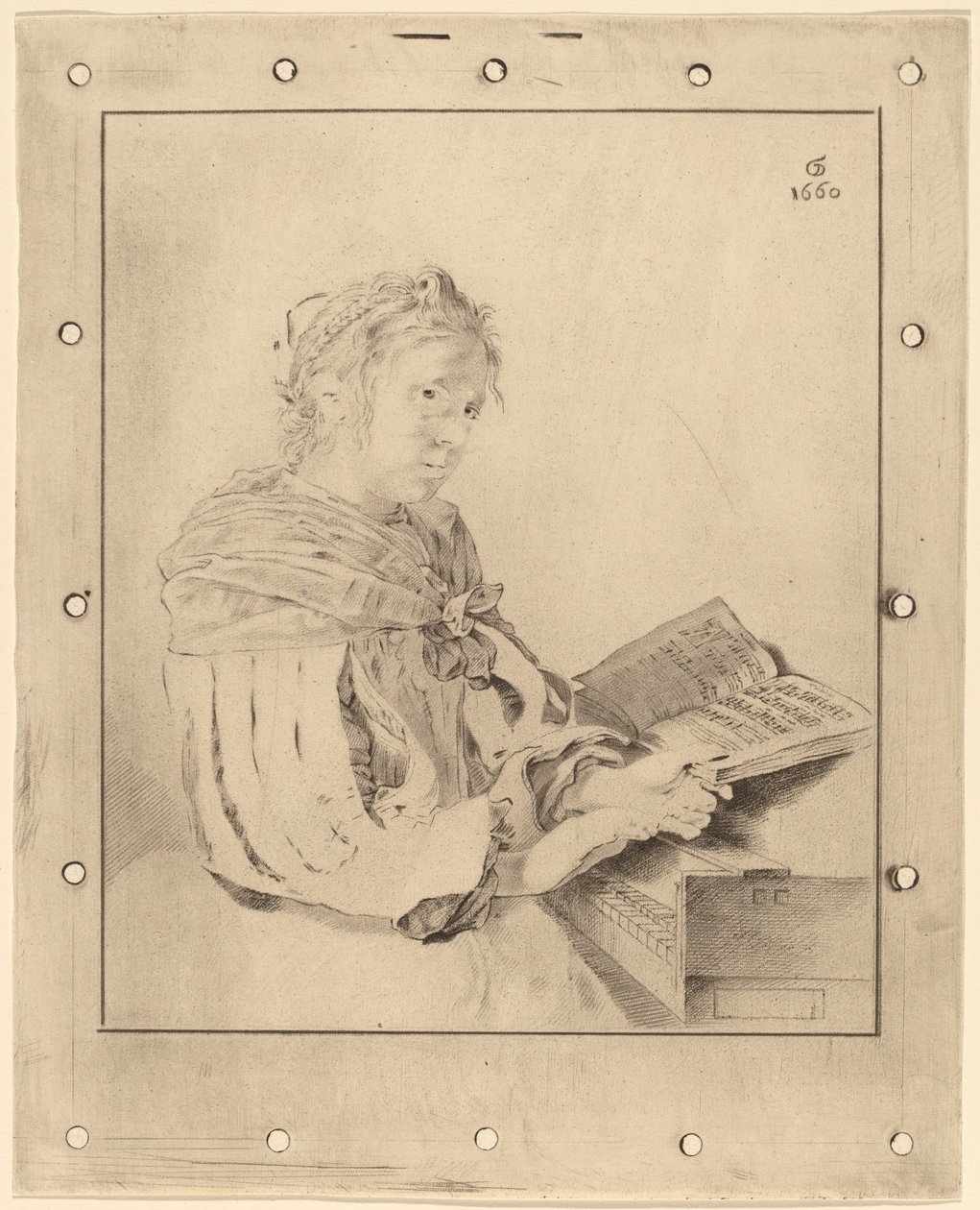 Junges Mädchen am Klavier, 1767 von Johannes Kornlein