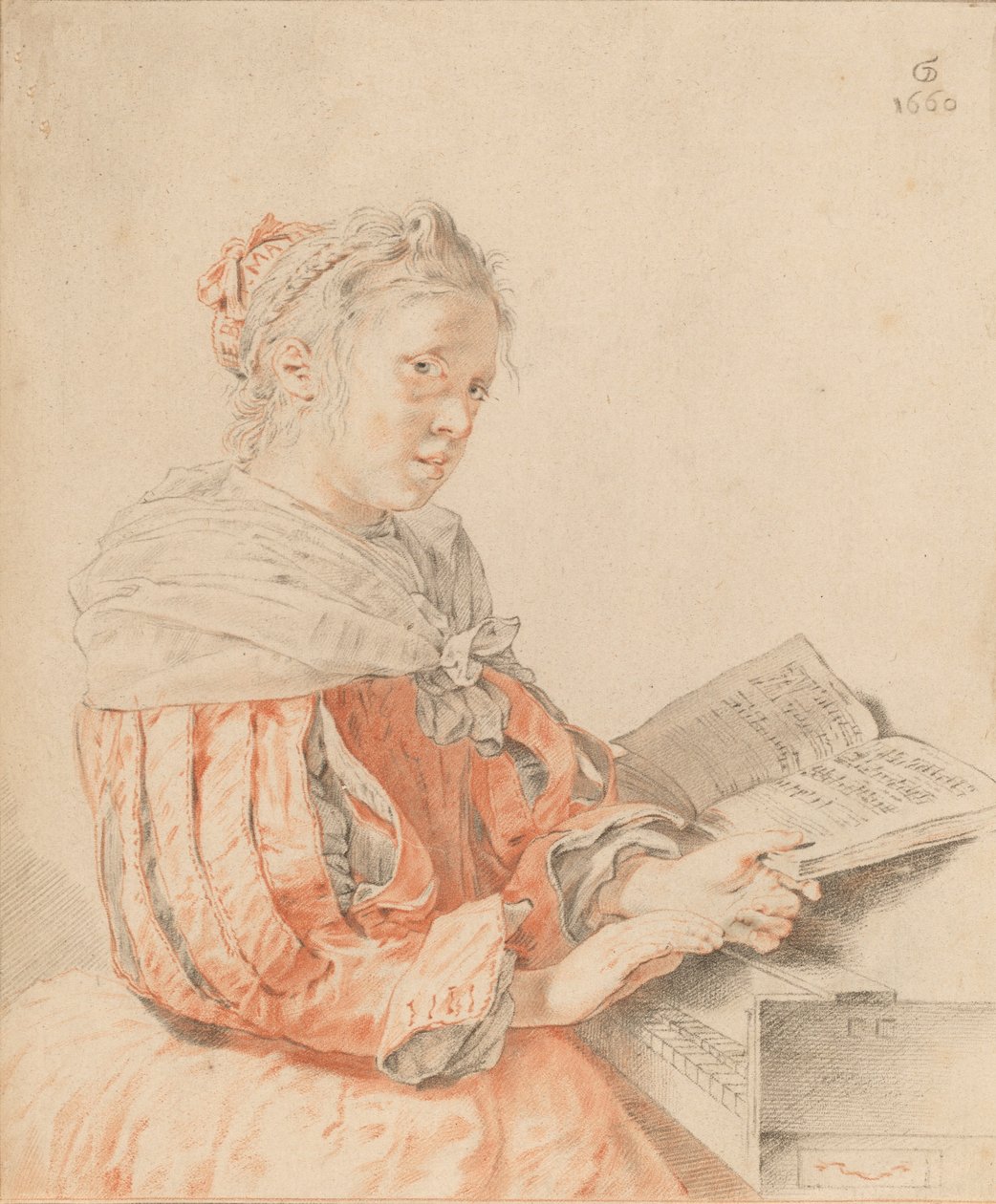 Junges Mädchen am Keyboard, 1767 von Johannes Kornlein