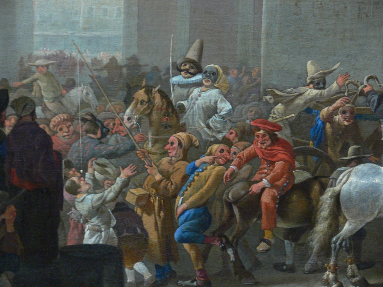 Karneval in Rom (Detail), um 1650 von Johannes Lingelbach