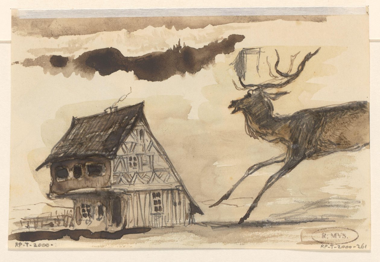 Haus und Hirsch von Johannes Tavenraat