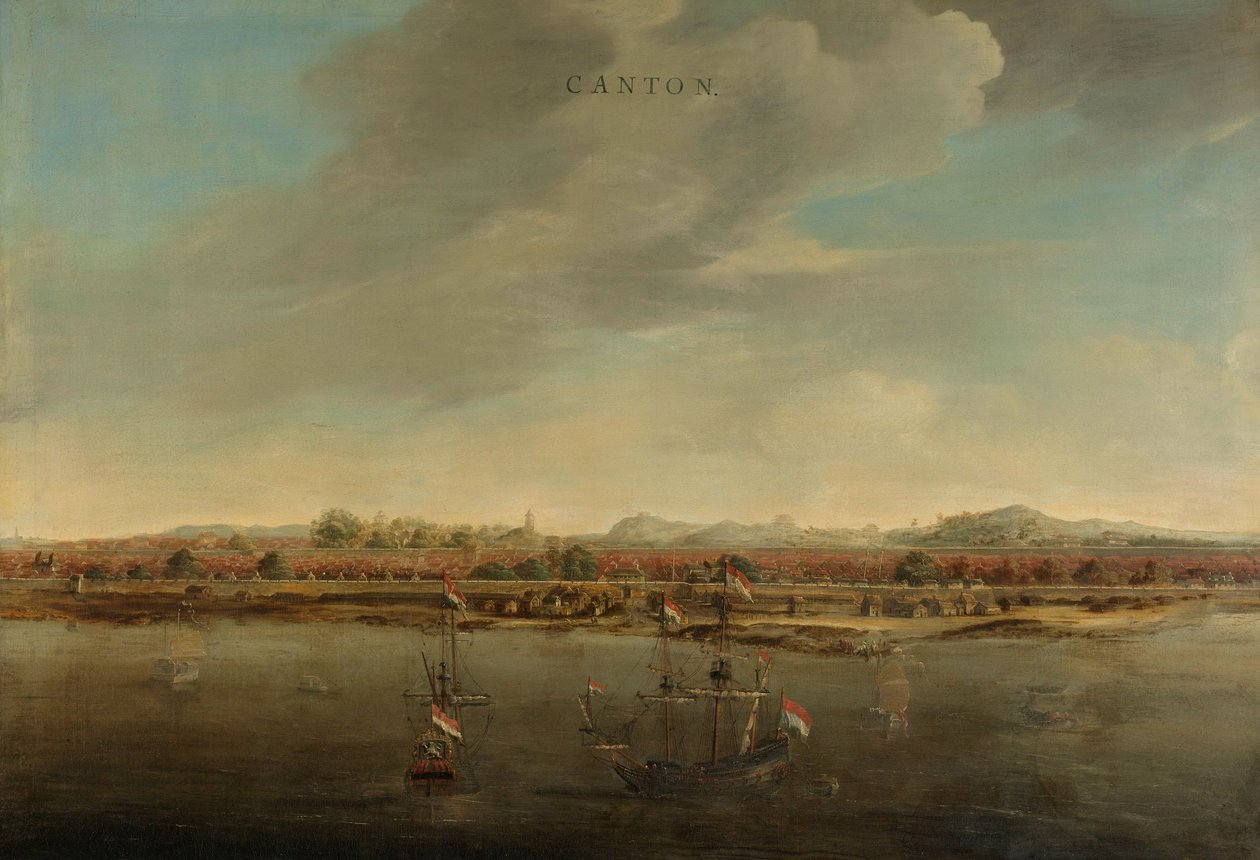 Ansicht von Kanton in China, ca. 1662-3 von Johannes Vinckeboons
