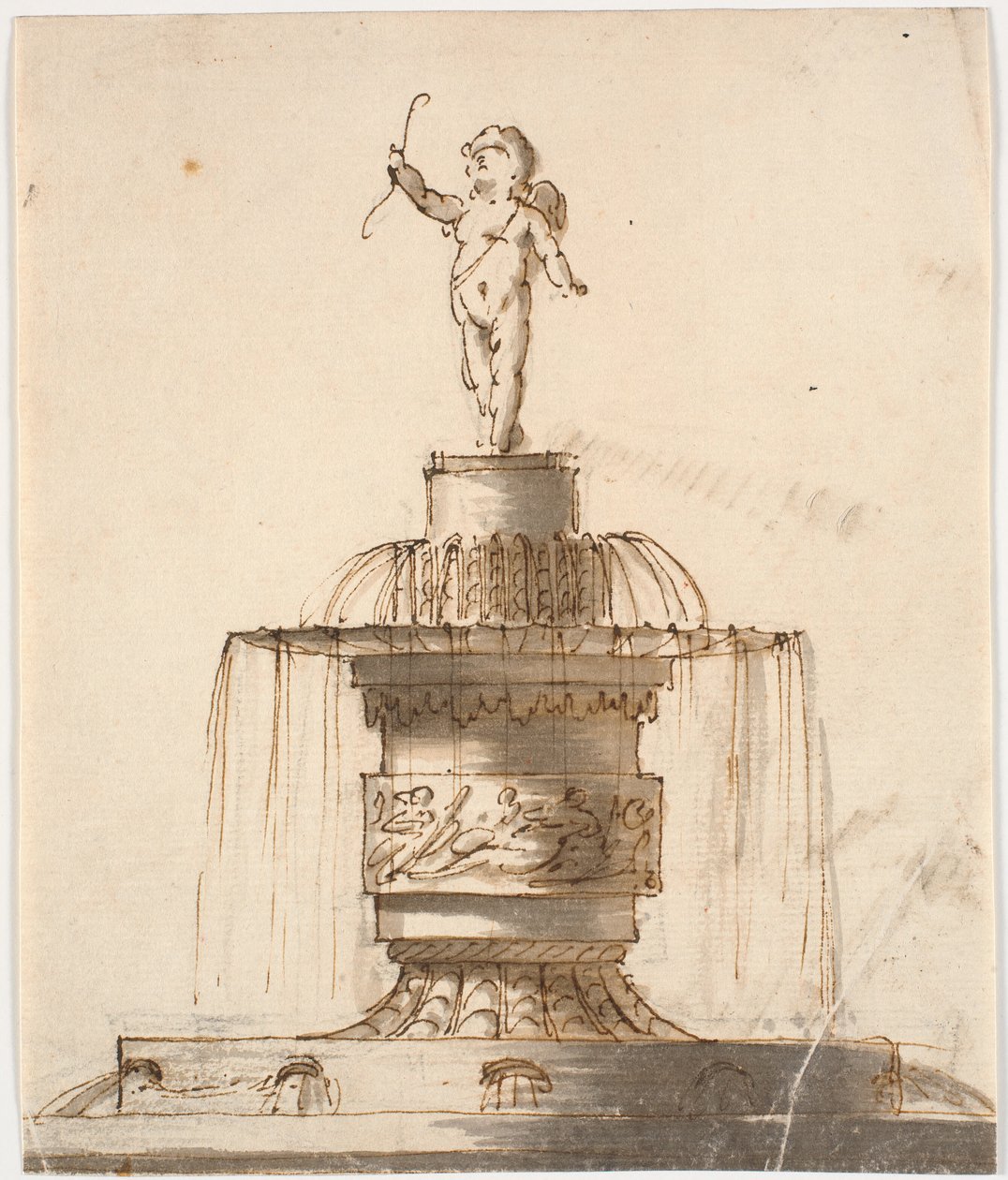 Brunnen mit Amorfigur von Johannes Wiedewelt