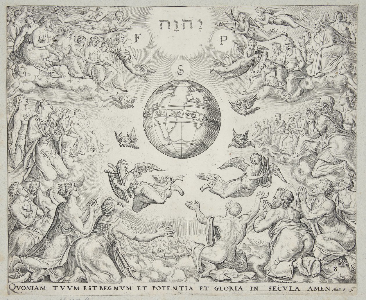 Anbetung der Dreifaltigkeit im Himmel von Johannes Wierix