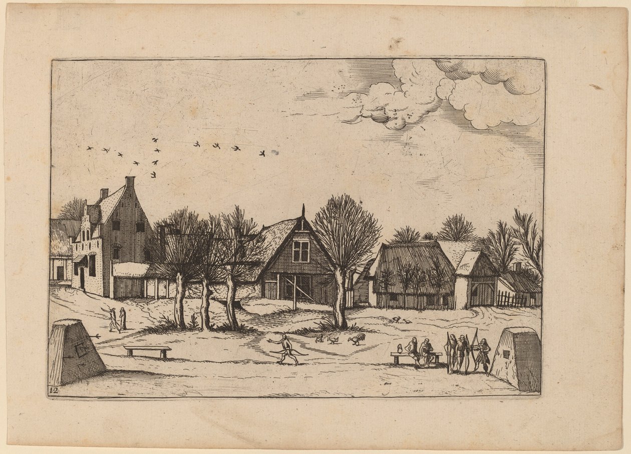 Dorf auf dem Land von Johannes van Doetechum, the Elder and Lucas