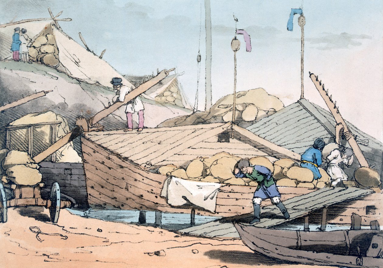 Kornbarken, 1803 von John Augustus Atkinson